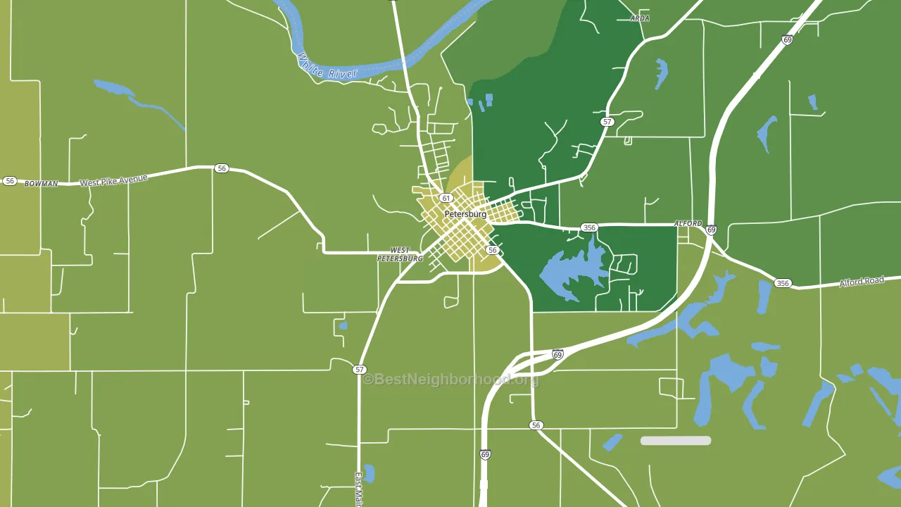 West Petersburg, IN block-group voter-turnout map