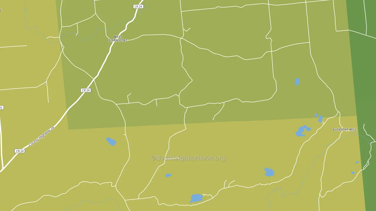 West Pierrepont, NY block-group voter-turnout map