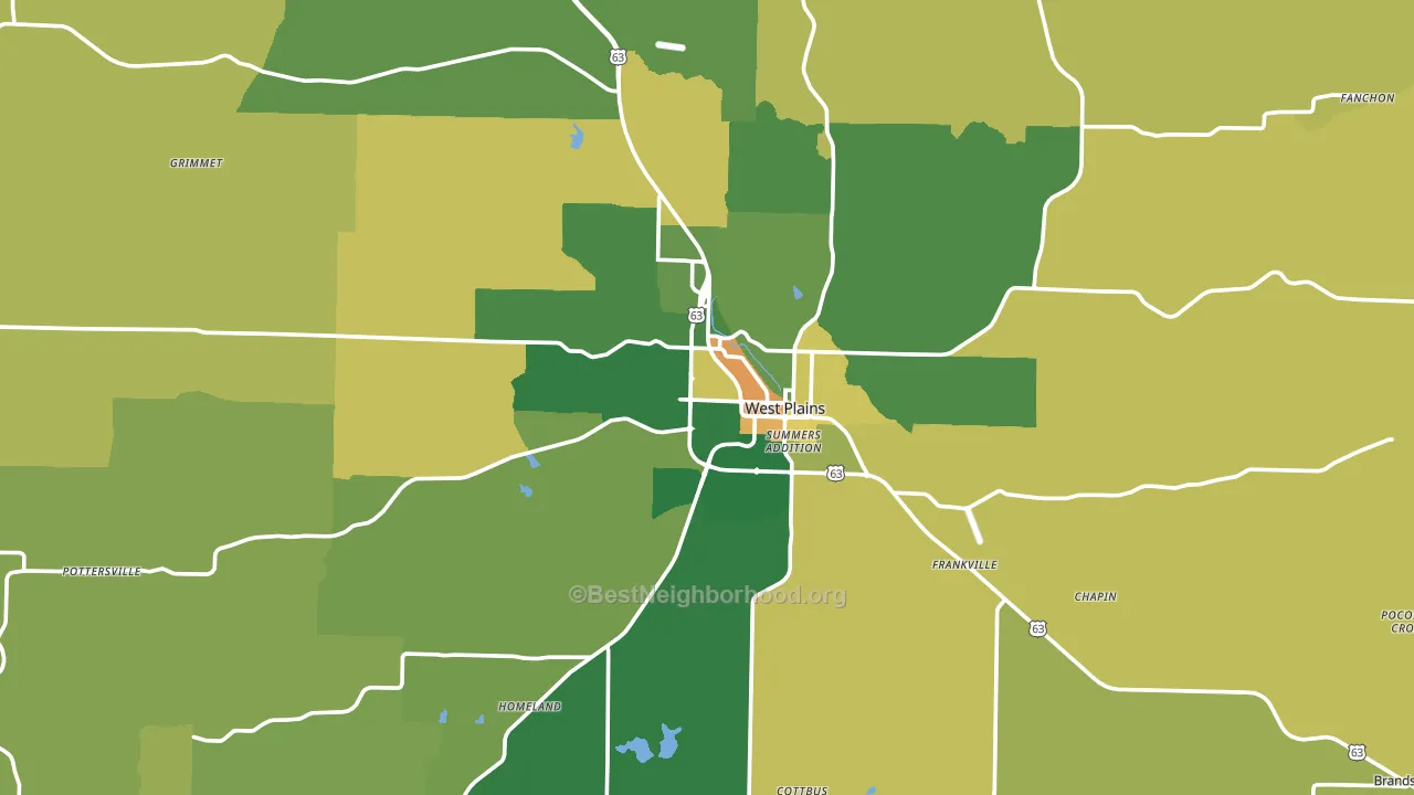 West Plains, MO block-group voter-turnout map