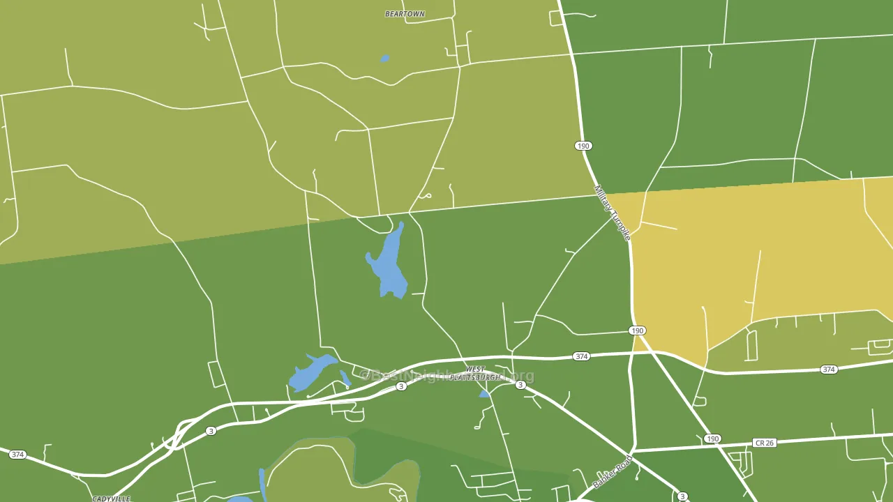 West Plattsburg, NY block-group voter-turnout map
