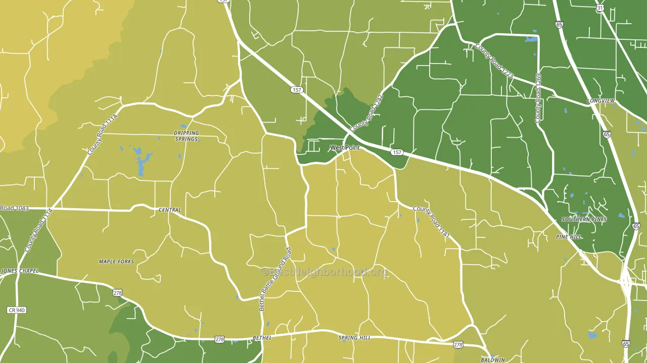West Point, AL block-group voter-turnout map