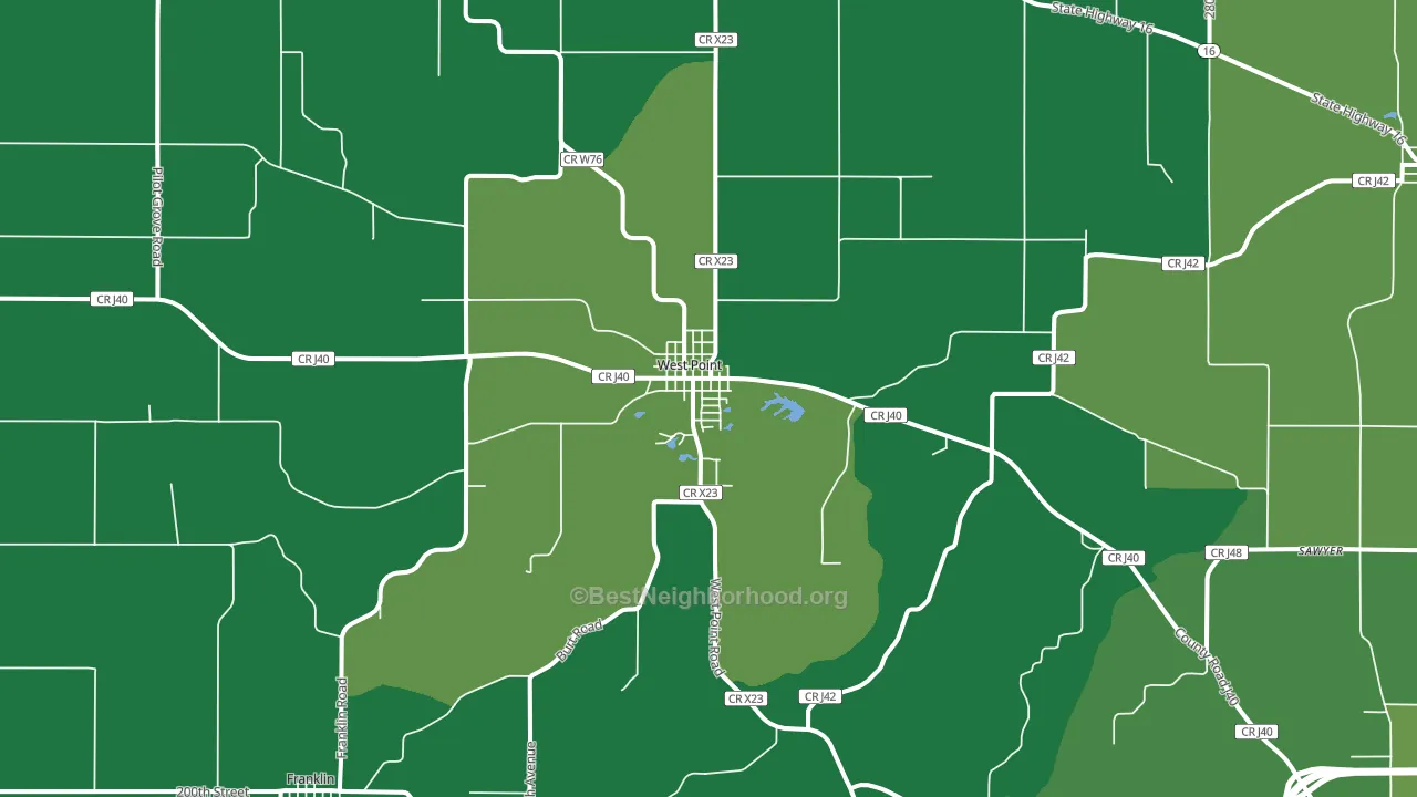 West Point, IA block-group voter-turnout map