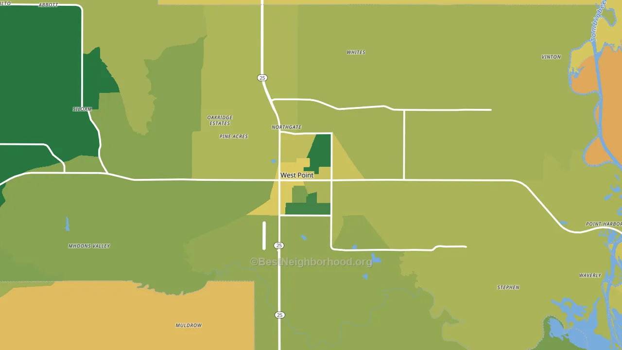 West Point, MS block-group voter-turnout map