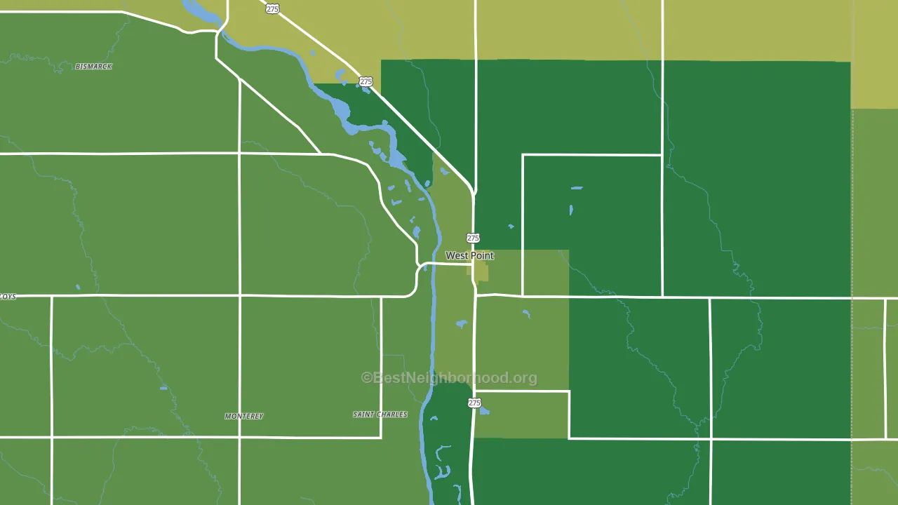 West Point, NE block-group voter-turnout map