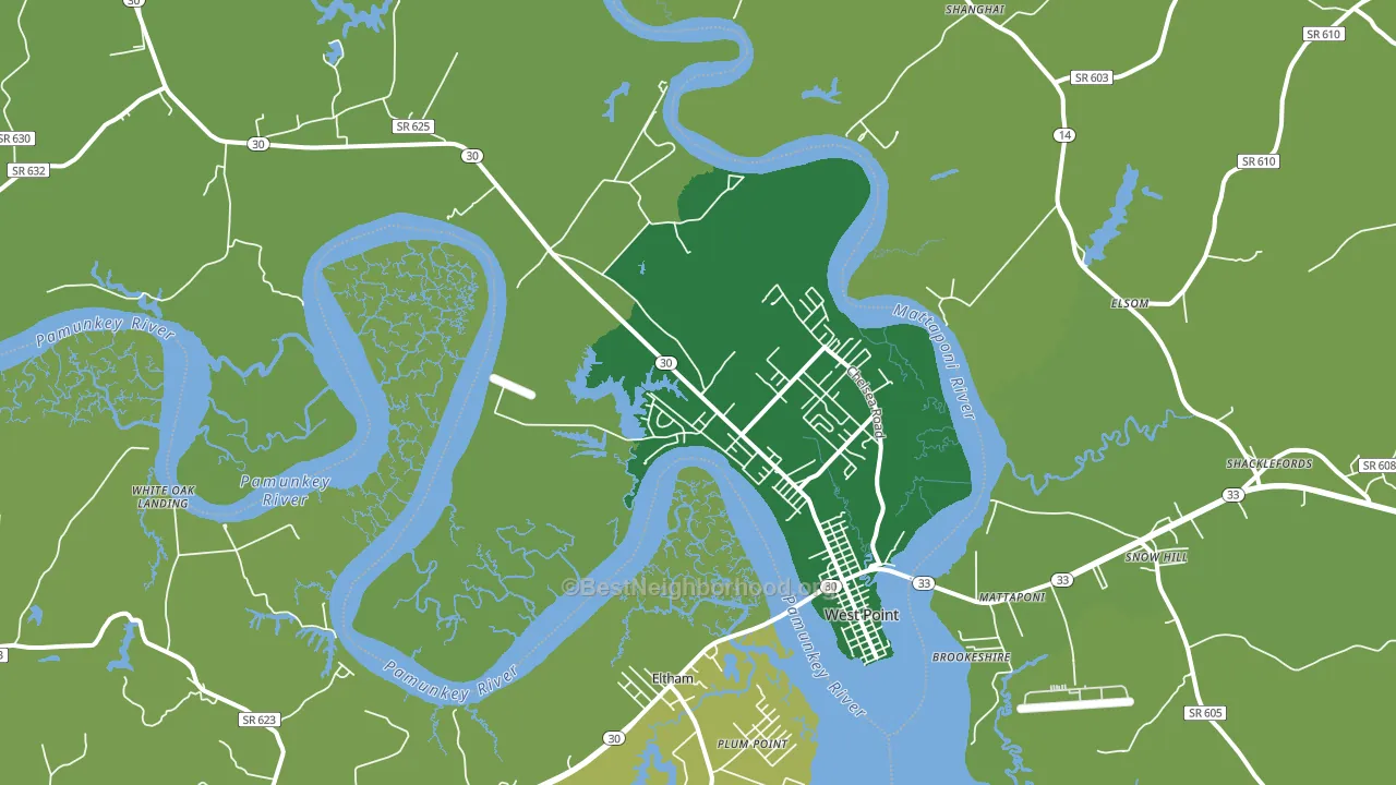 West Point, VA block-group voter-turnout map