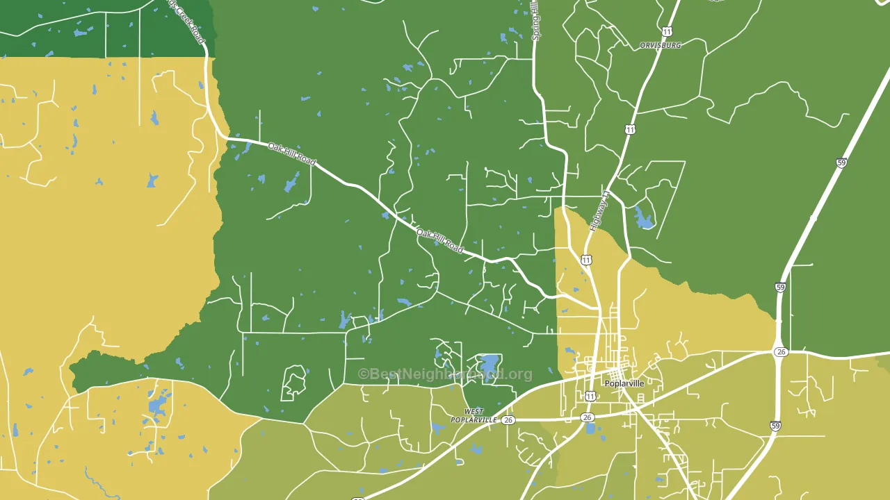 West Poplarville, MS block-group voter-turnout map
