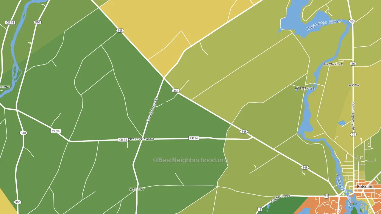 West Potsdam, NY block-group voter-turnout map