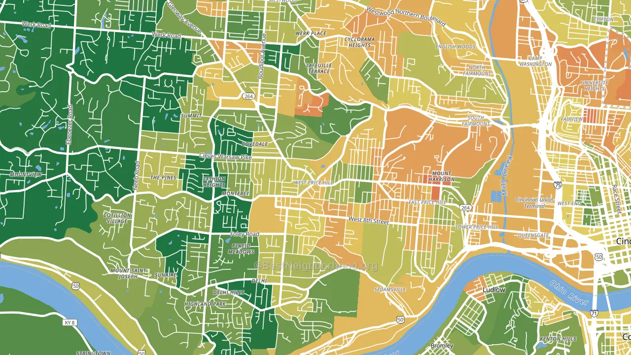 West Price Hill, Cincinnati, OH block-group voter-turnout map
