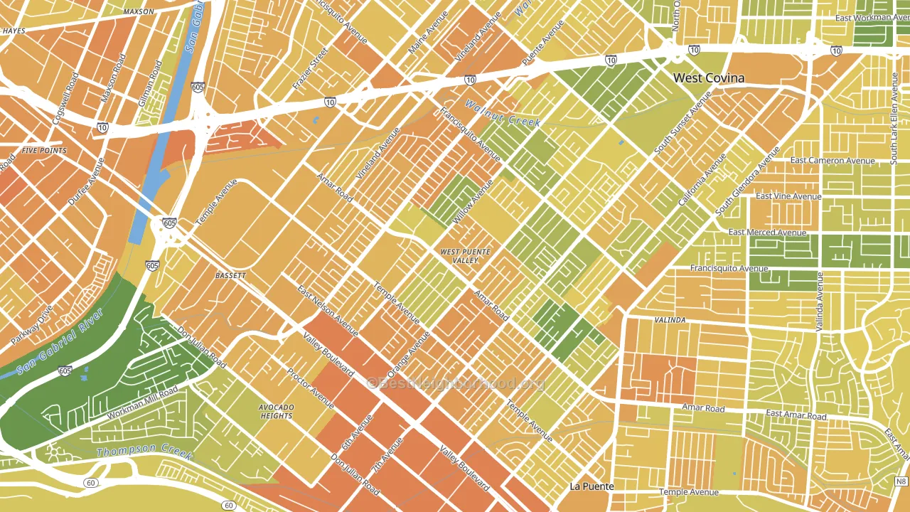 West Puente Valley, CA block-group voter-turnout map
