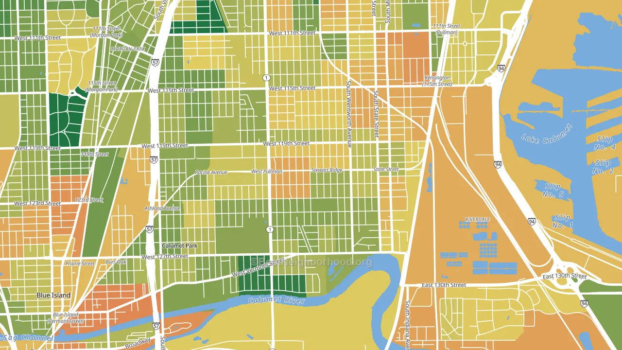 West Pullman, Chicago, IL block-group voter-turnout map