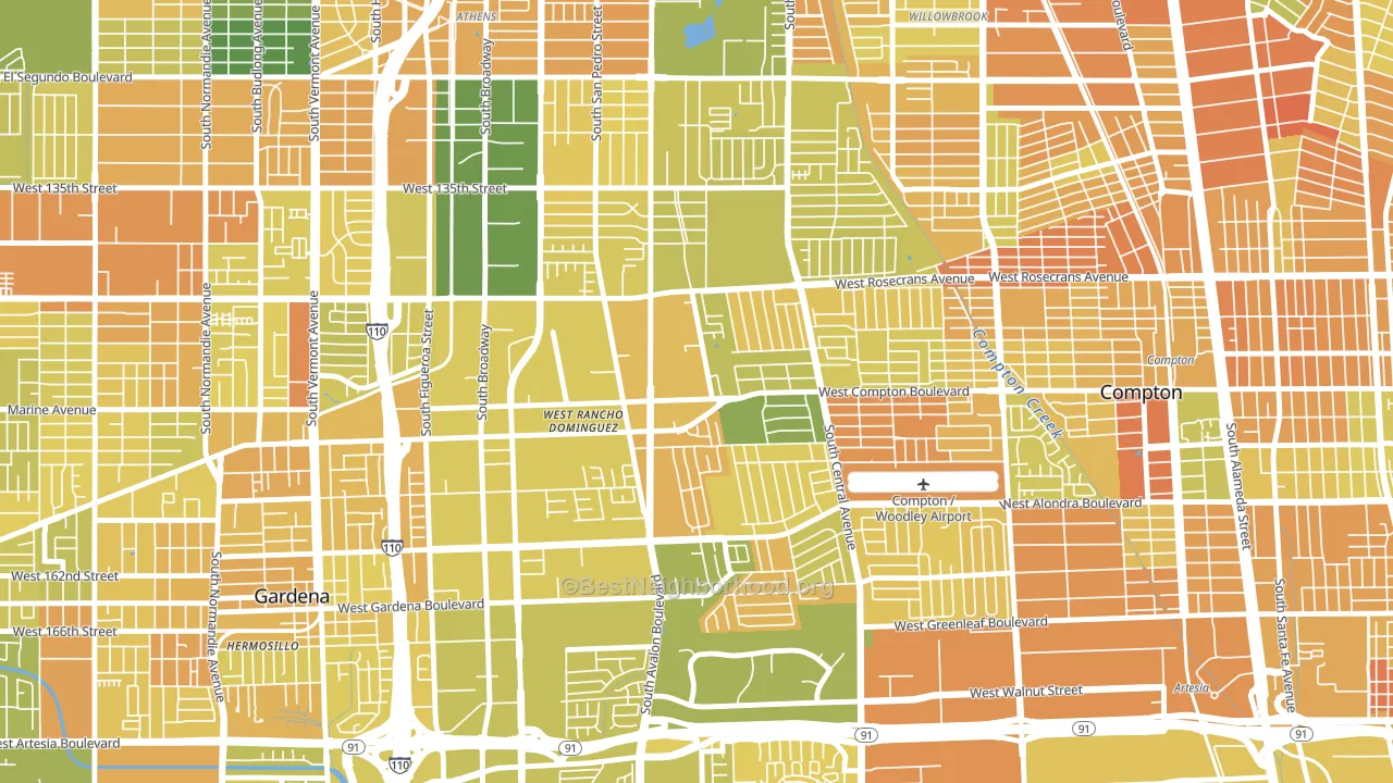 West Rancho Domingues, Compton, CA block-group voter-turnout map