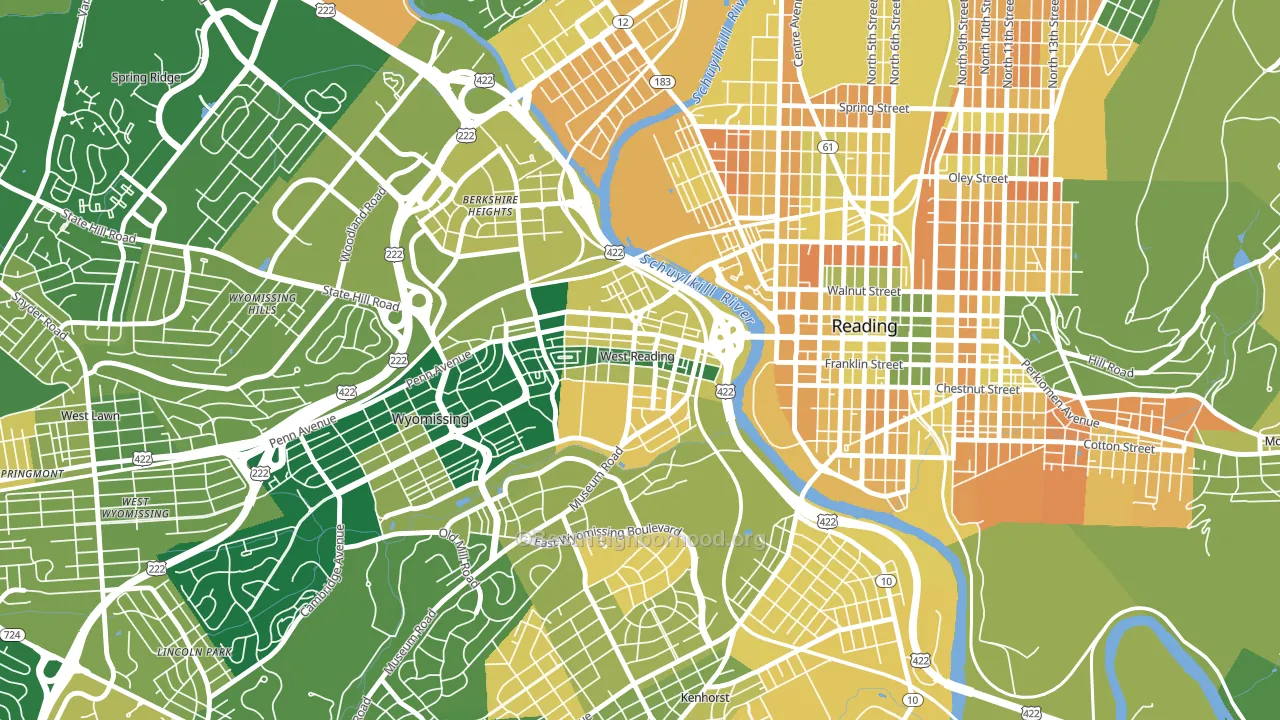 West Reading, PA block-group voter-turnout map