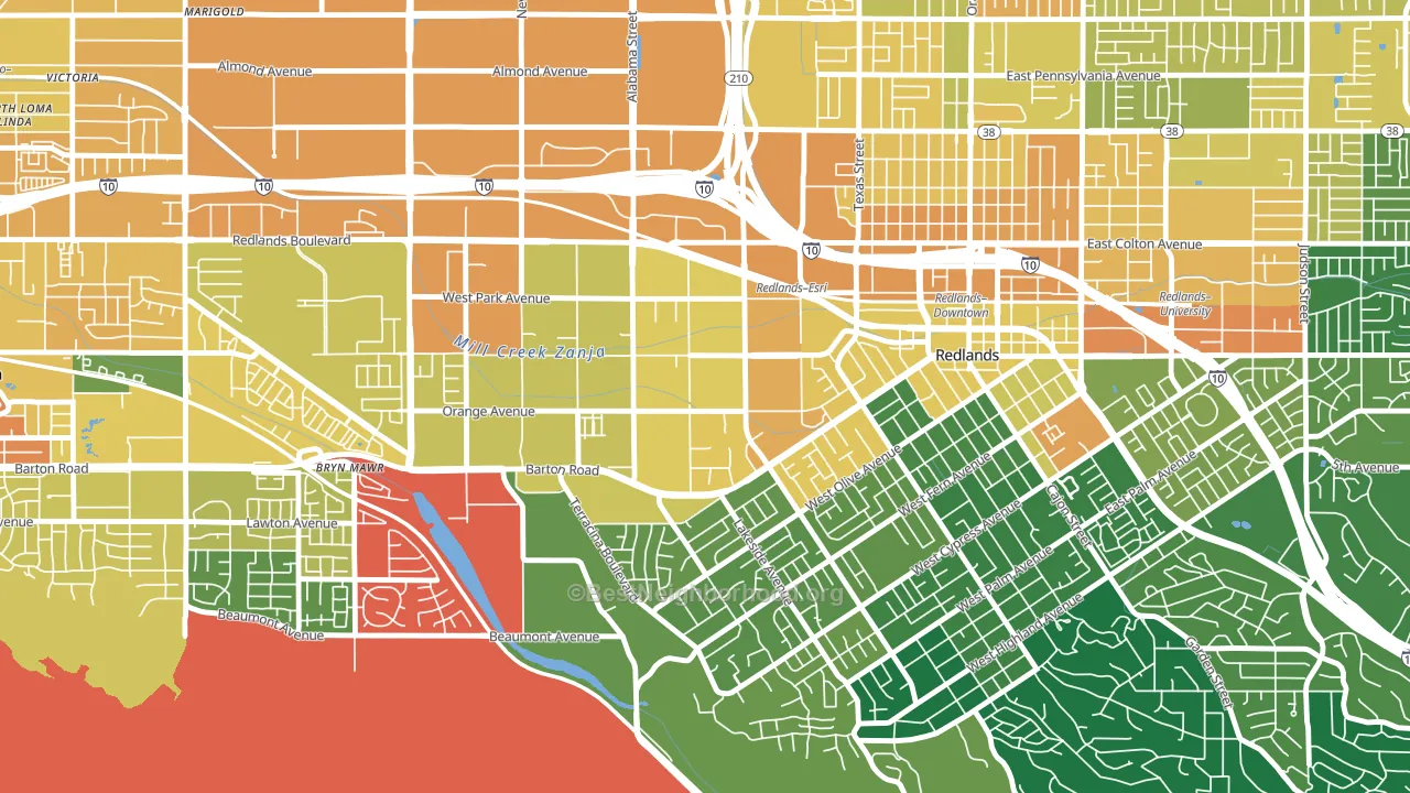 West Redlands, Redlands, CA block-group voter-turnout map