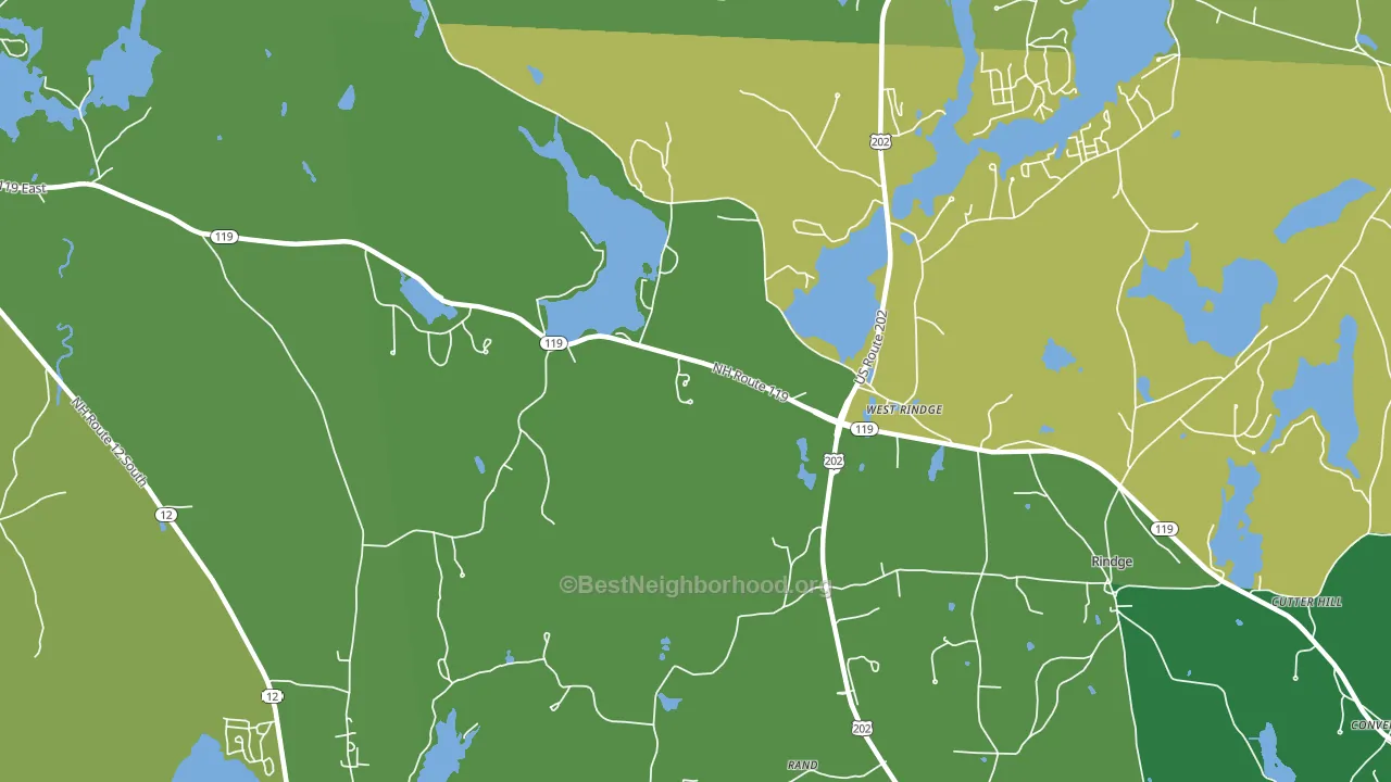 West Rindge, NH block-group voter-turnout map