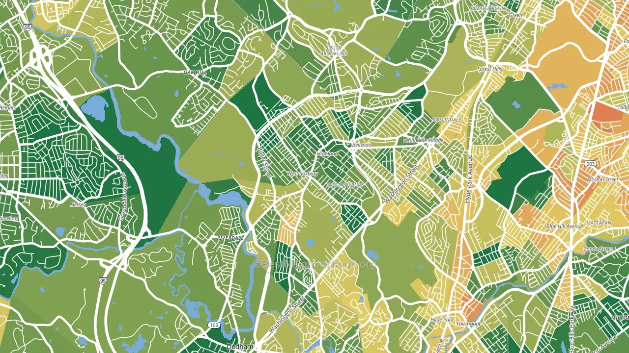 West Roxbury, MA block-group voter-turnout map