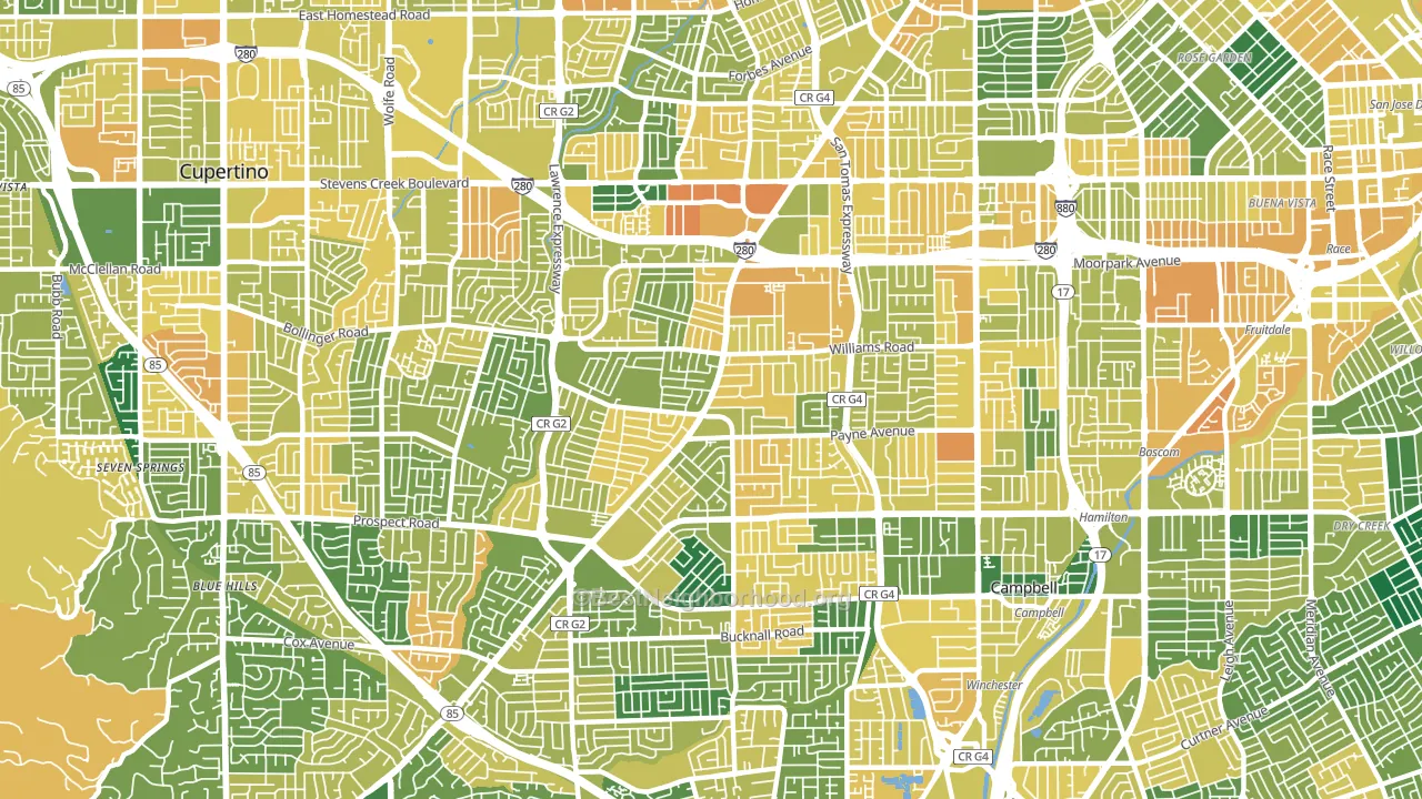 West San Jose, San Jose, CA block-group voter-turnout map