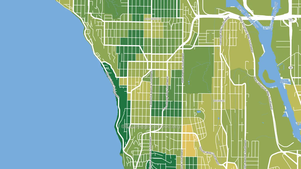 West Seattle, Seattle, WA block-group voter-turnout map