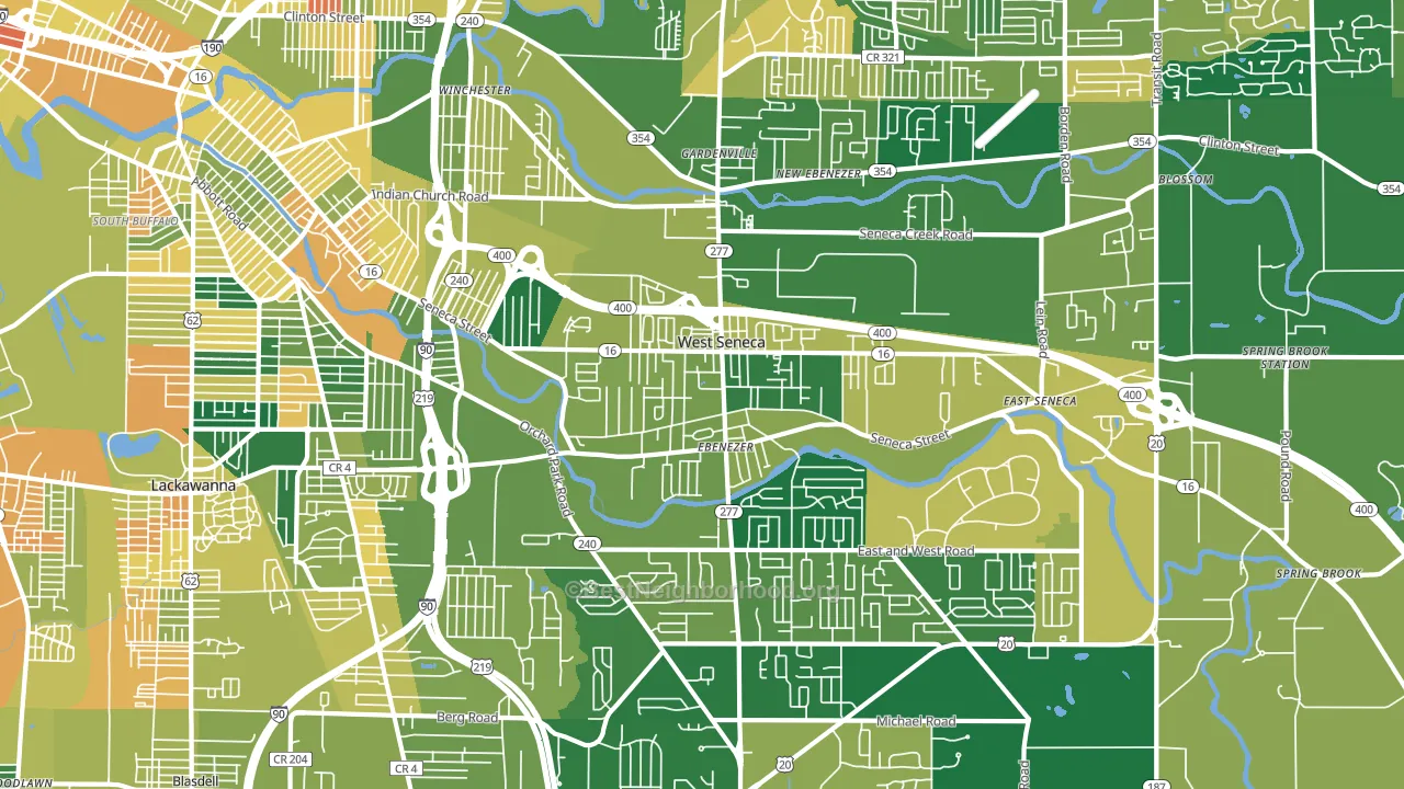 West Seneca, NY block-group voter-turnout map
