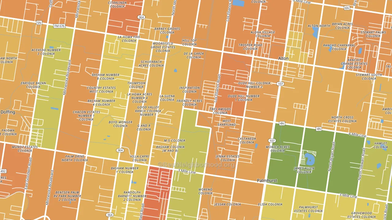West Sharyland, Mission, TX block-group voter-turnout map