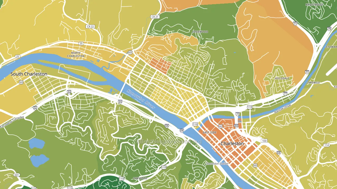 West Side, Charleston, WV block-group voter-turnout map
