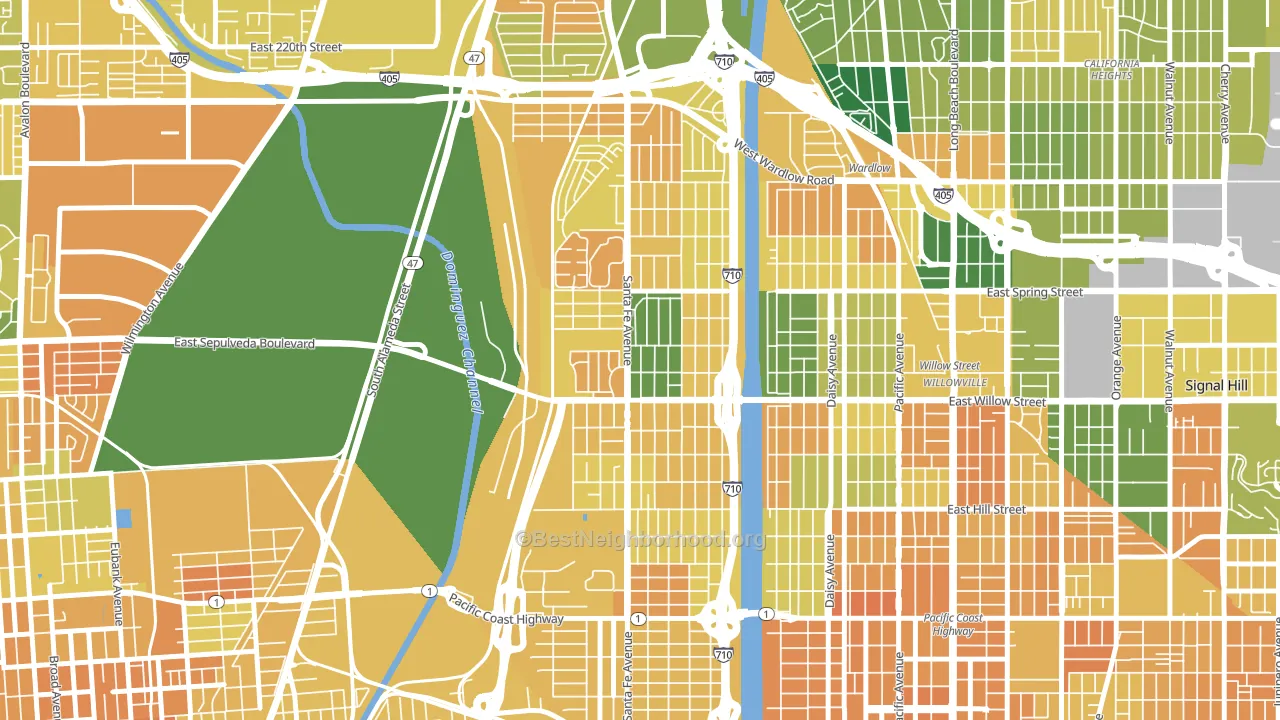 West Side, Long Beach, CA block-group voter-turnout map