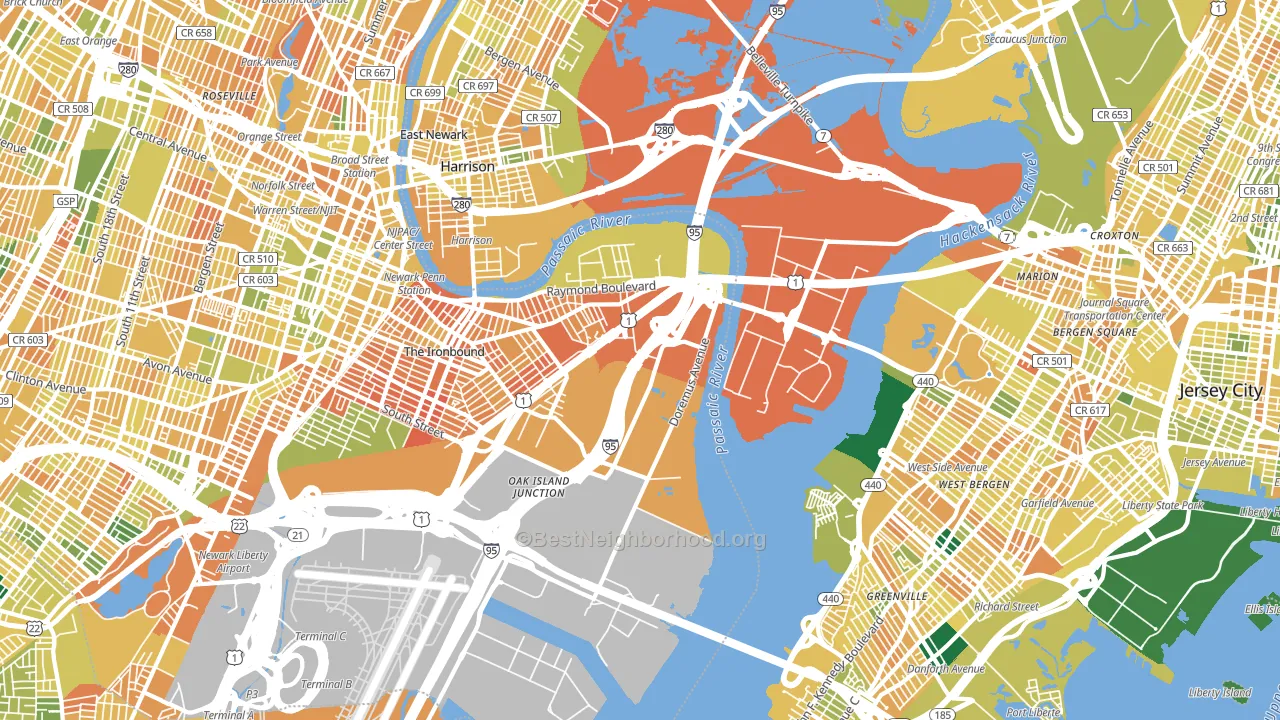 West Side, Newark, NJ block-group voter-turnout map