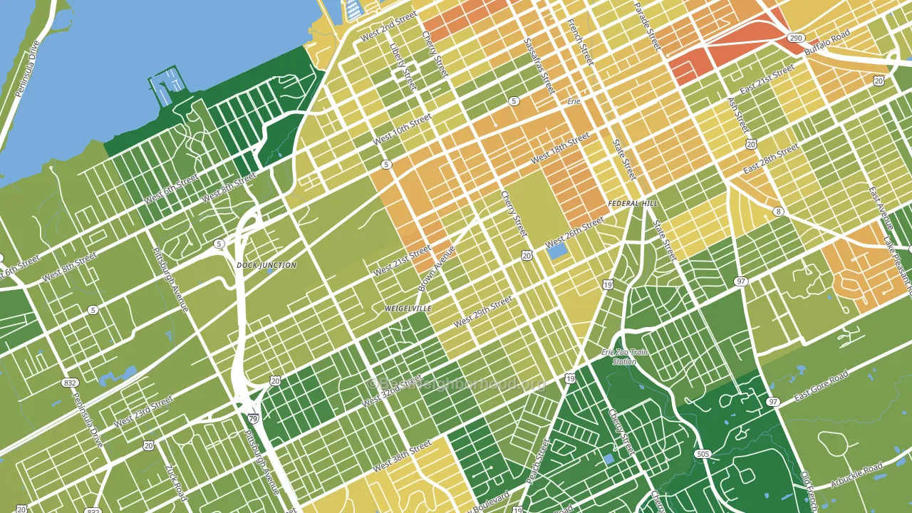 West Side Squires, Erie, PA block-group voter-turnout map