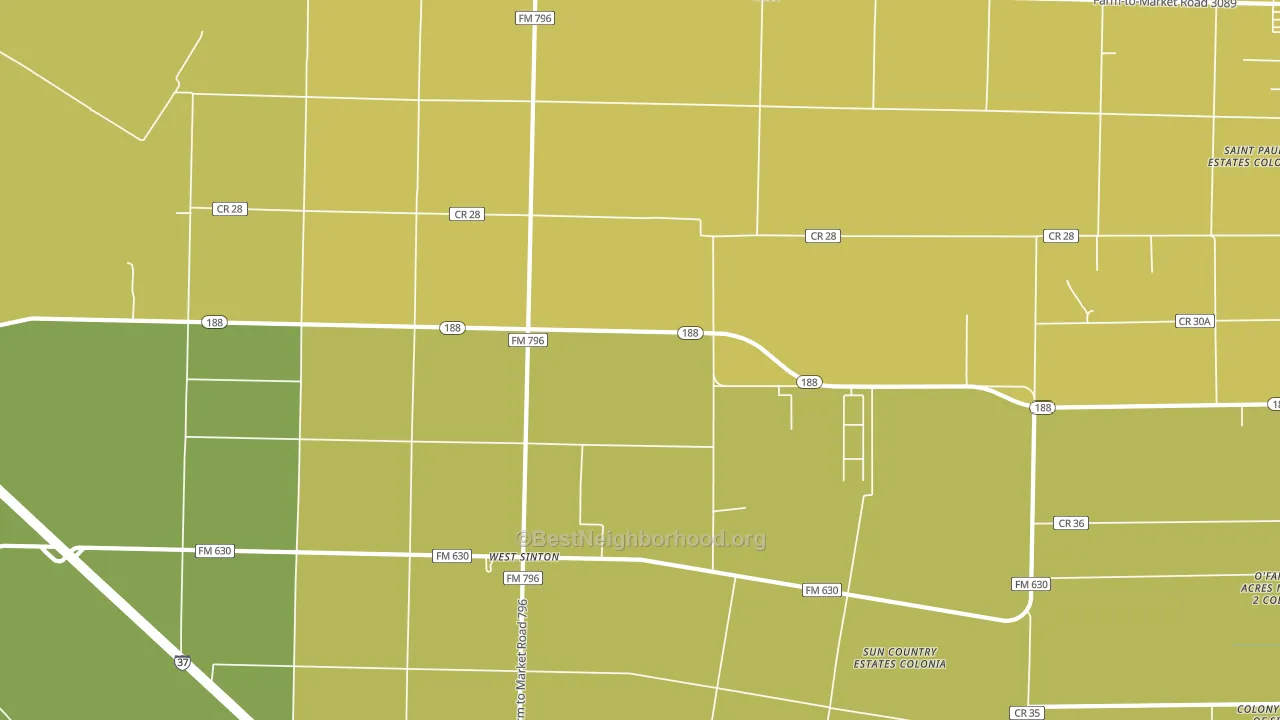 West Sinton, TX block-group voter-turnout map