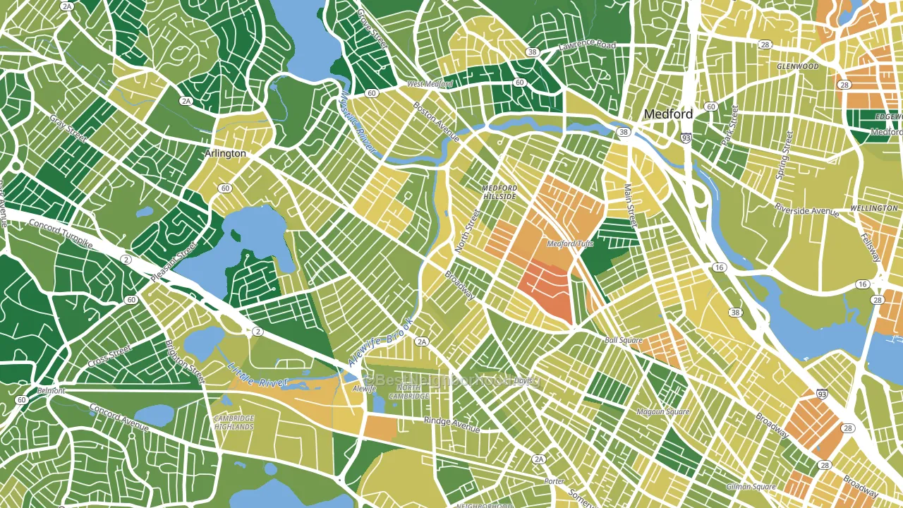 West Somerville, Somerville, MA block-group voter-turnout map