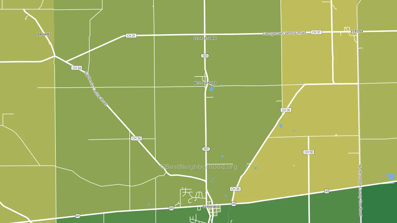 West Sonora, OH block-group voter-turnout map