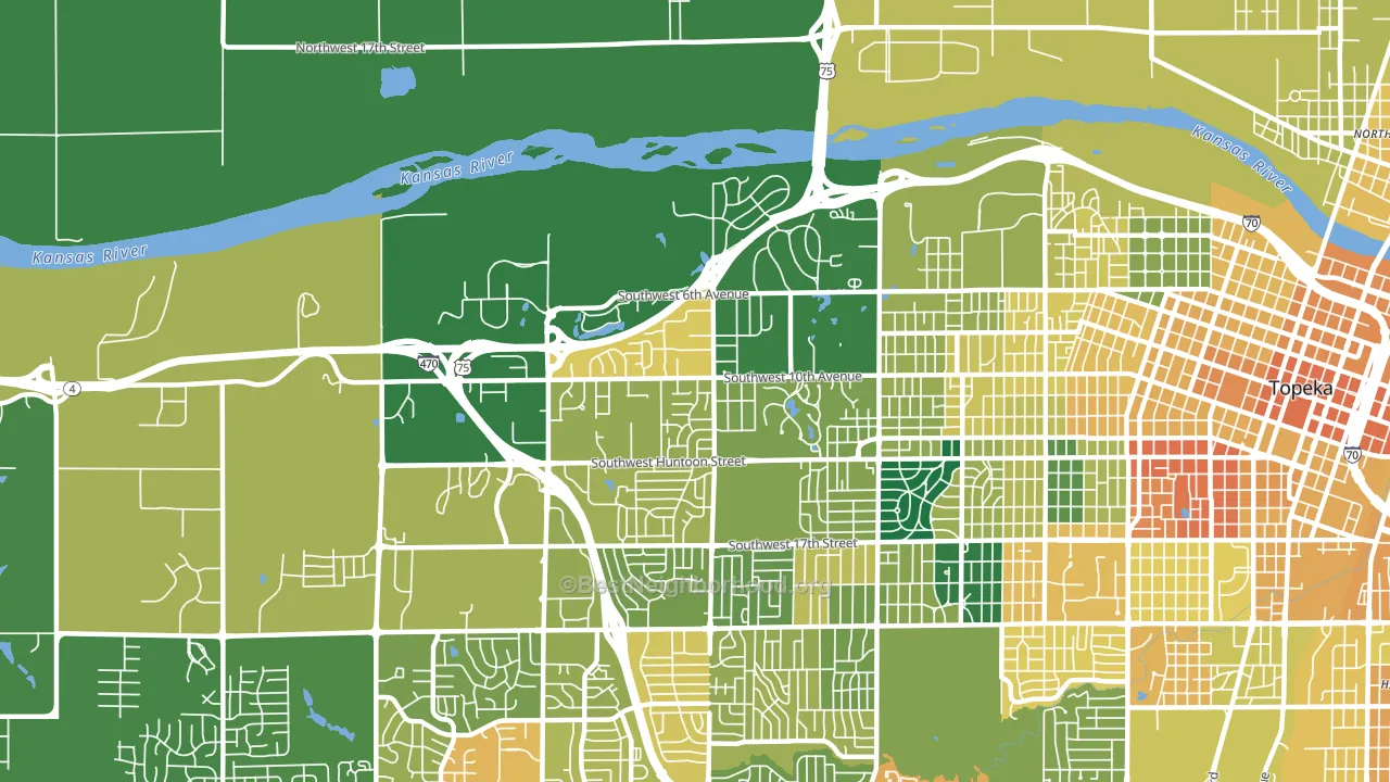 West Southwest 2, Topeka, KS block-group voter-turnout map