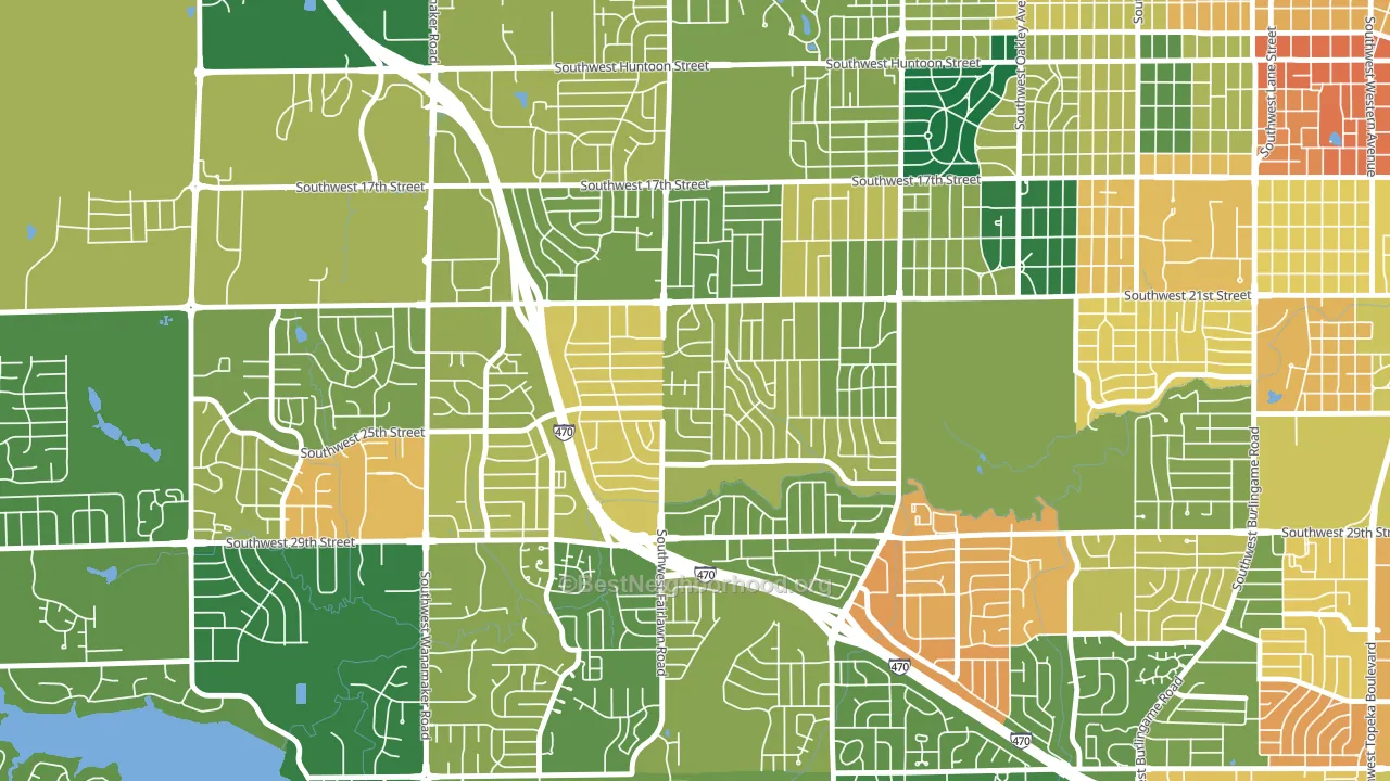 West Southwest 3, Topeka, KS block-group voter-turnout map