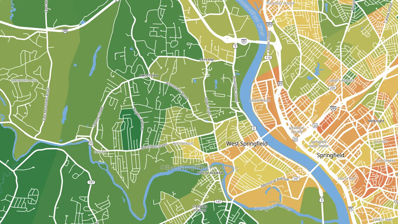 West Springfield Town, MA block-group voter-turnout map
