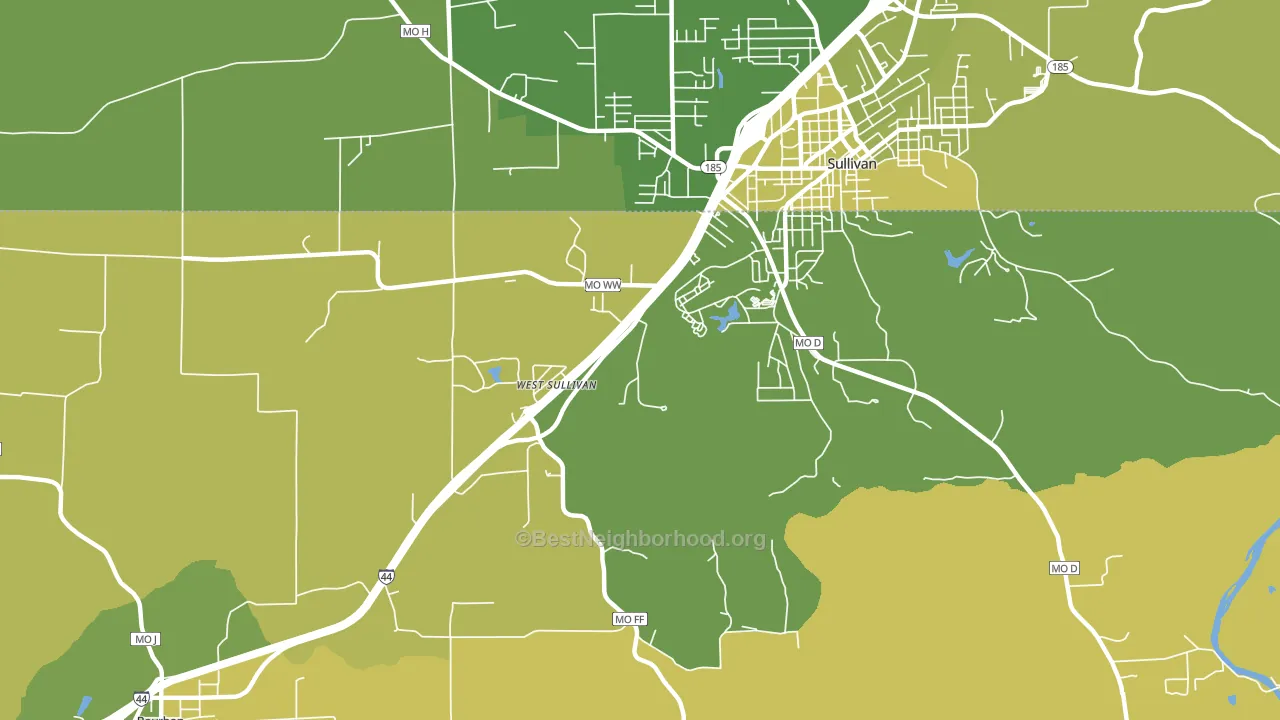 West Sullivan, MO block-group voter-turnout map