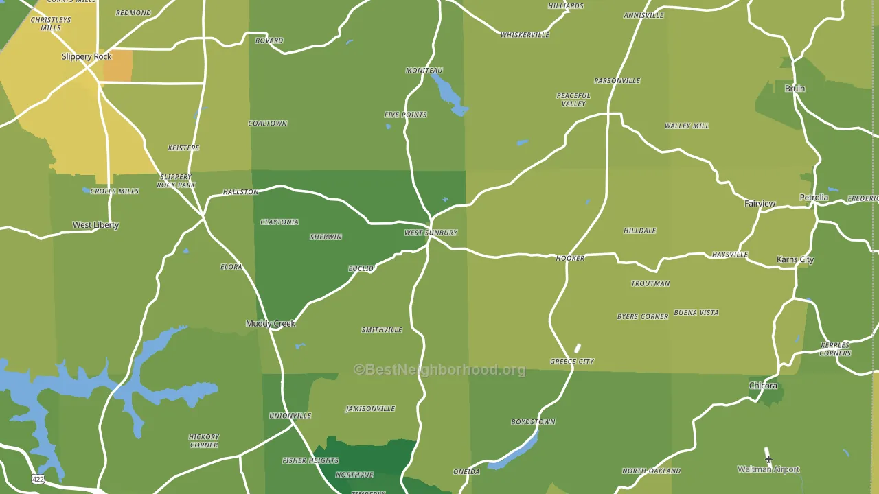West Sunbury, PA block-group voter-turnout map