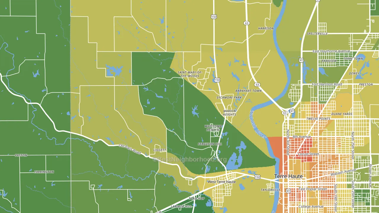 West Terre Haute, IN block-group voter-turnout map