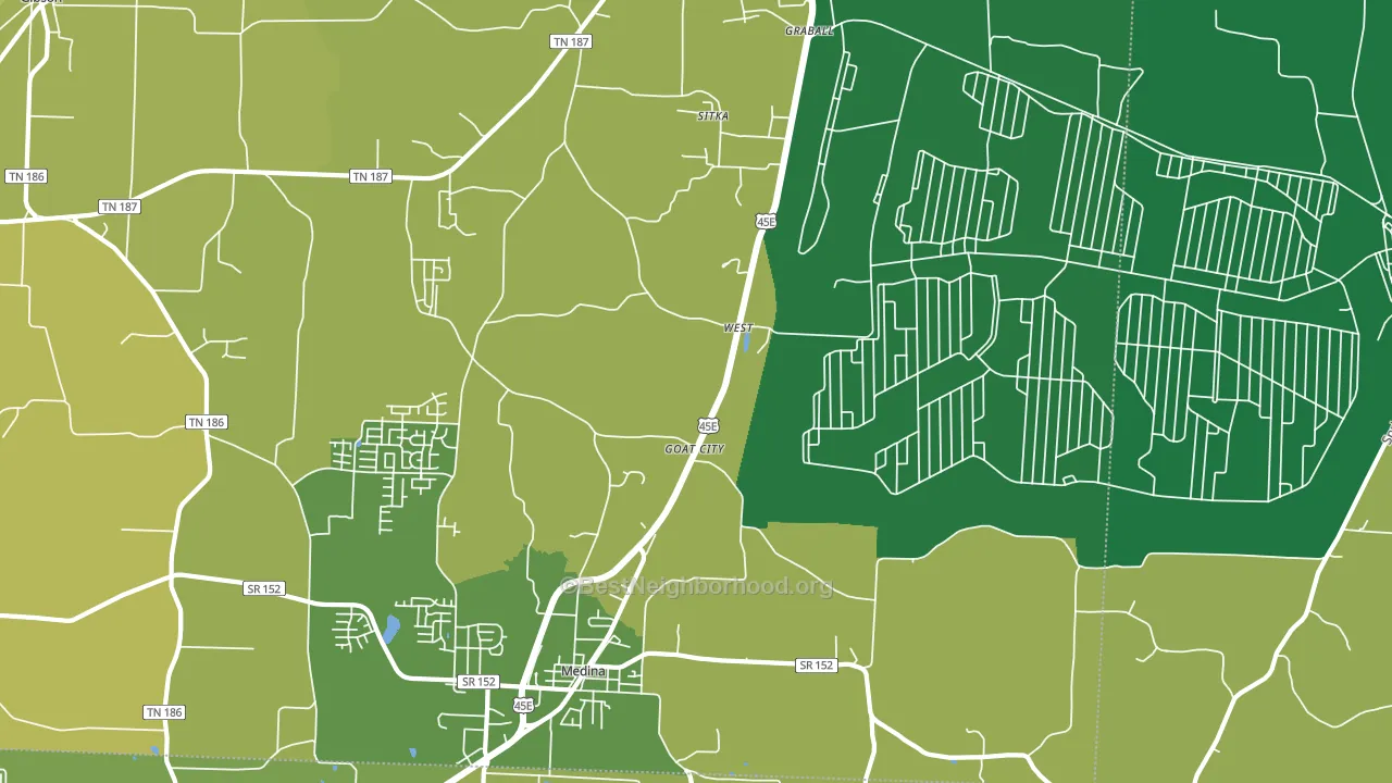 West, TN block-group voter-turnout map