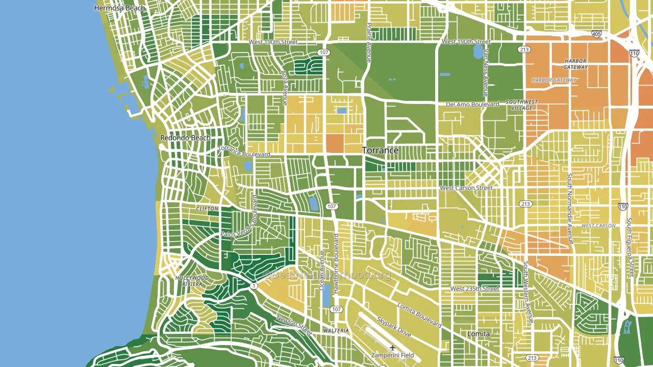 West Torrance, Torrance, CA block-group voter-turnout map