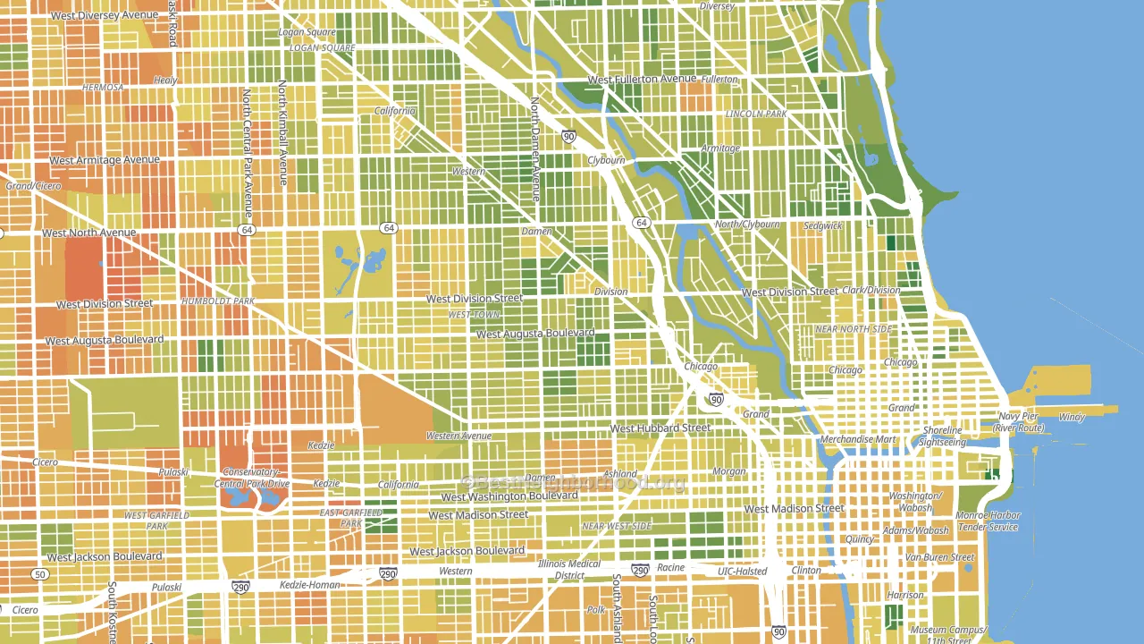West Town, Chicago, IL block-group voter-turnout map