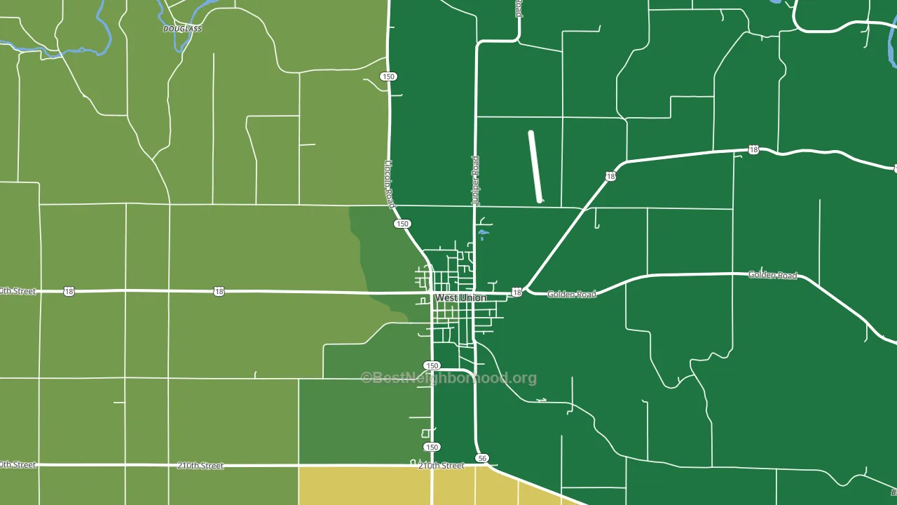 West Union, IA block-group voter-turnout map