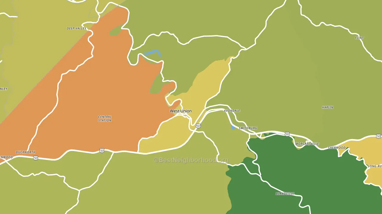 West Union, WV block-group voter-turnout map