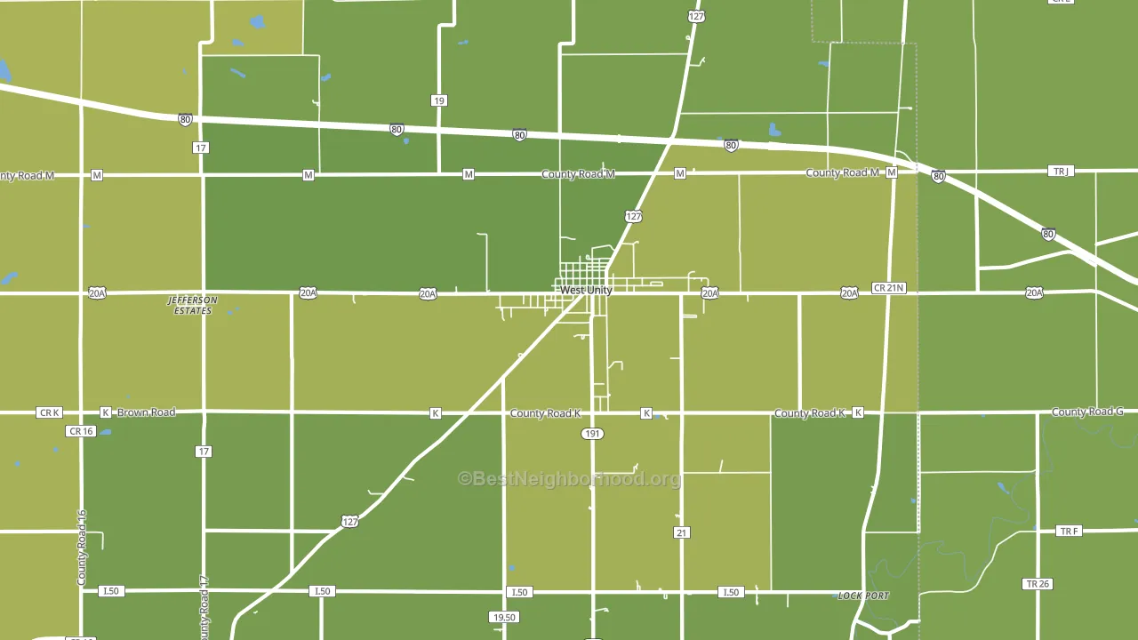 West Unity, OH block-group voter-turnout map