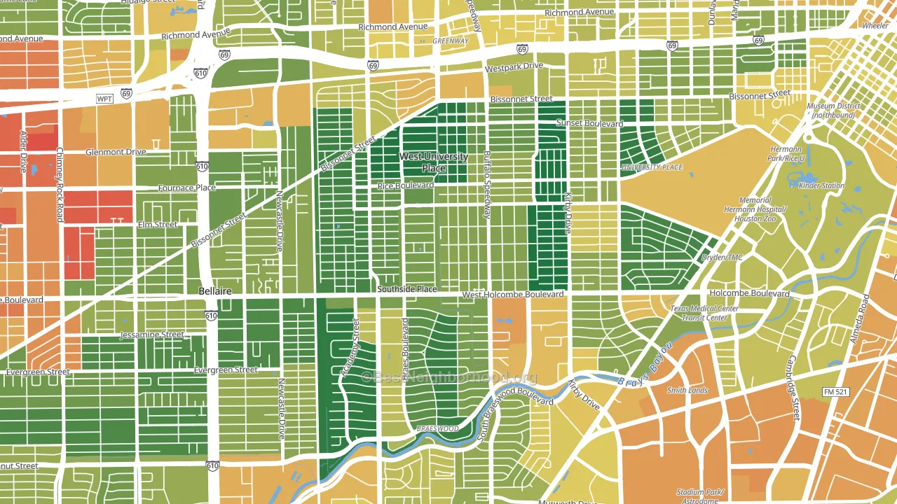West University, Houston, TX block-group voter-turnout map
