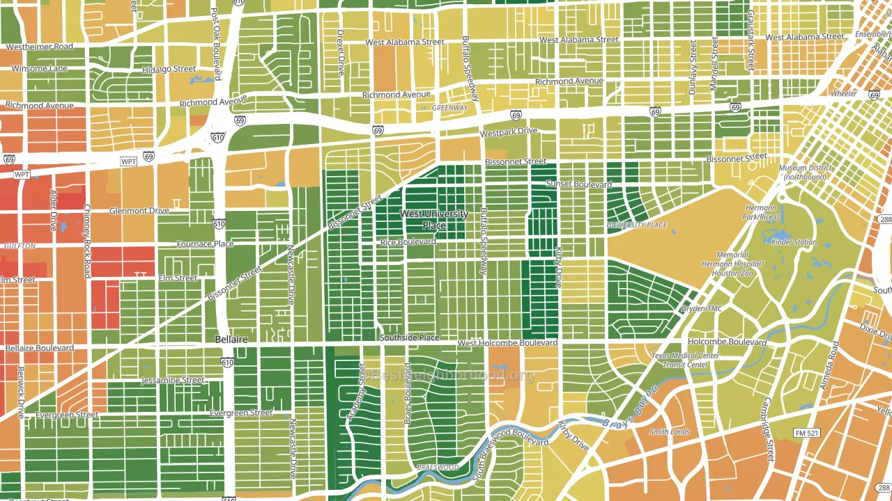 West University Place, TX block-group voter-turnout map