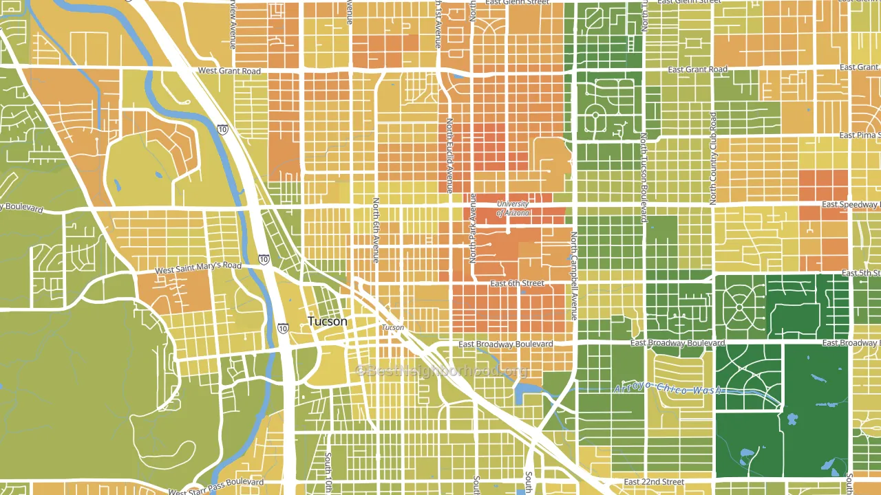 West University, Tucson, AZ block-group voter-turnout map