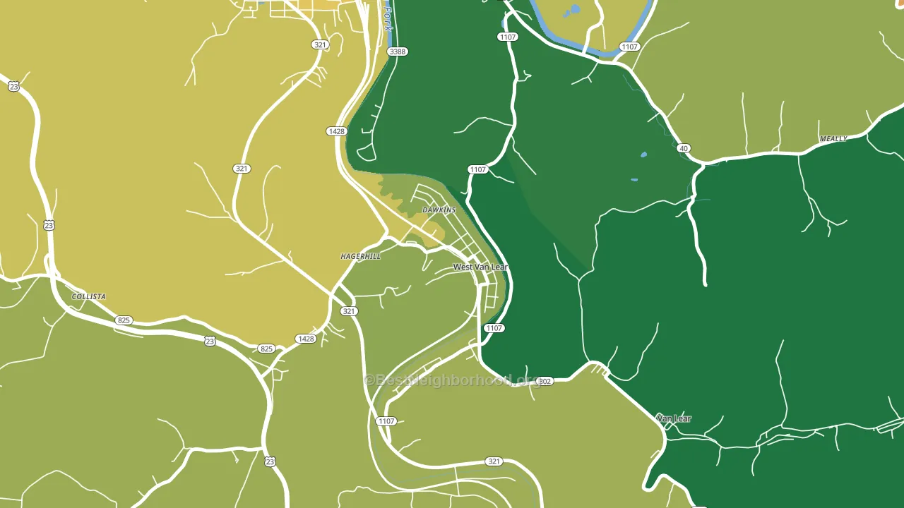 West Van Lear, KY block-group voter-turnout map