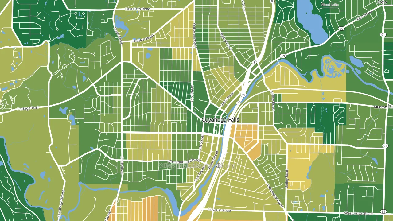 West Village, Cuyahoga Falls, OH block-group voter-turnout map