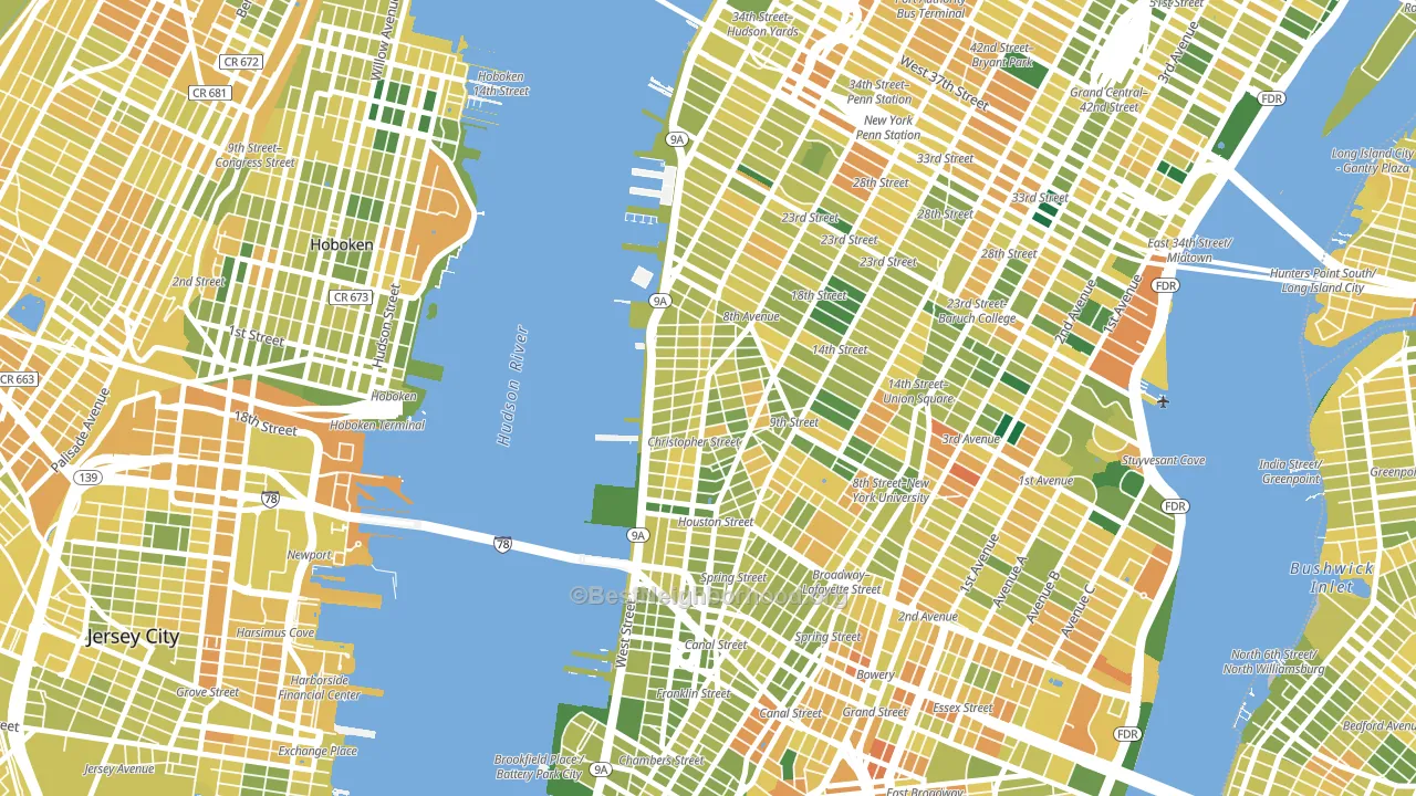West Village, Manhattan, NY block-group voter-turnout map