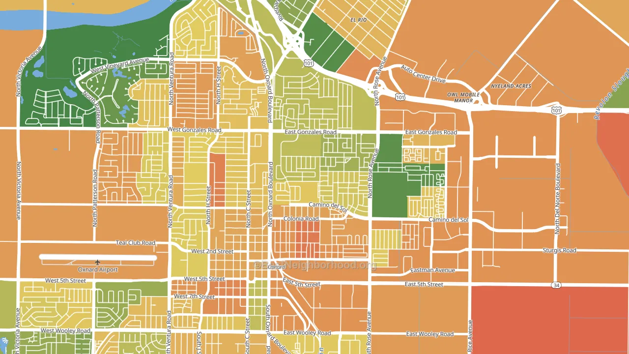 West Village, Oxnard, CA block-group voter-turnout map