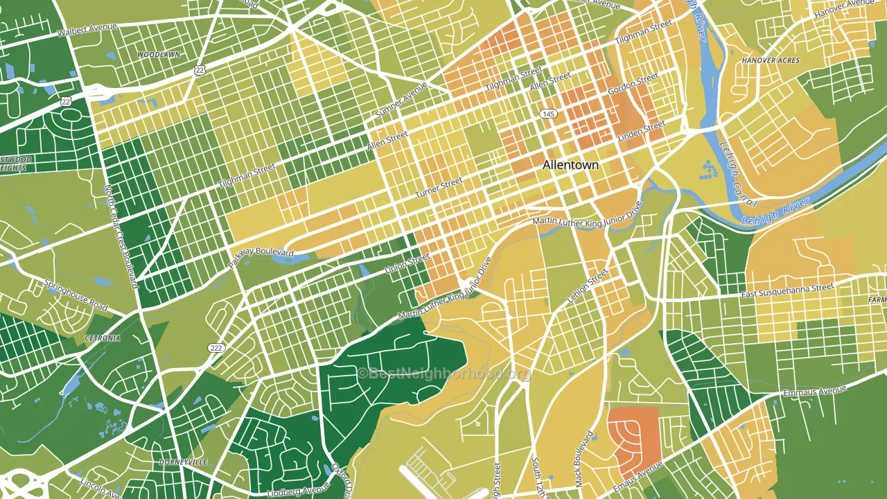 West Walnut, Allentown, PA block-group voter-turnout map